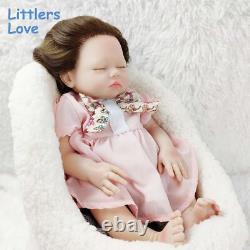 18'' Eyes Closed Silicone Reborn Baby Girl Root Hair Newborn Silicone Doll