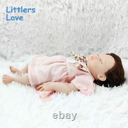 18'' Eyes Closed Silicone Reborn Baby Girl Root Hair Newborn Silicone Doll