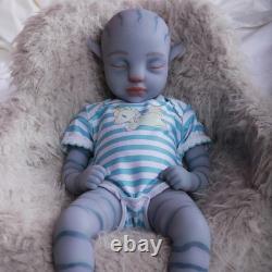 18 Inch Full Silicone Fantasy Blue Skin Alien Reborn Baby Boy Doll Handmade