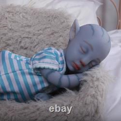 18 Inch Full Silicone Fantasy Blue Skin Alien Reborn Baby Boy Doll Handmade
