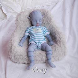 18 Inch Full Silicone Fantasy Blue Skin Alien Reborn Baby Boy Doll Handmade
