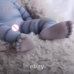 18 Inch Full Silicone Fantasy Blue Skin Alien Reborn Baby Boy Doll Handmade