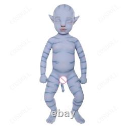 18 Inch Full Silicone Fantasy Blue Skin Alien Reborn Baby Boy Doll Handmade