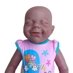 18'' Lifelike Brown Skin Reborn Baby Full Silicone Newborn Girl, Realistic Doll