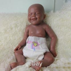 18'' Lifelike Brown Skin Reborn Baby Full Silicone Newborn Girl, Realistic Doll