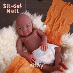 18'' Newborn Girl Full Body Platinum Silicone Reborn Baby Dolls Brown Skin Dolls
