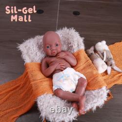 18'' Newborn Girl Full Body Platinum Silicone Reborn Baby Dolls Brown Skin Dolls