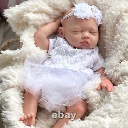 18in Full Body Solid Silicone Dolls Lifelike Reborn Baby Dolls Newborn Girl Doll