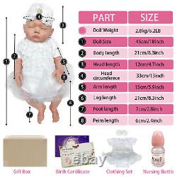 18in Full Body Solid Silicone Dolls Lifelike Reborn Baby Dolls Newborn Girl Doll