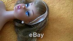 1956 Vintage Rare Side Part Brunette American Girl Barbie Black/White Swimsuit