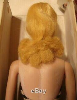 1958 Blonde Ponytail #3 Barbie Doll Orig Box Tm Stand Shoes & Glasses Ex. Cond