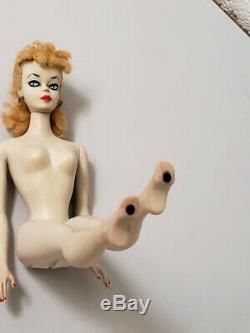 1959 #1 BLONDE PONYTAIL BARBIE withHOLES in FEET