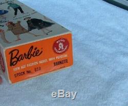 1959 BRUNETTE #1 BARBIE SALESMAN SAMPLE HAND PAINTED FACE STUNNING MINT w BOX
