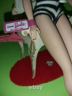 1959 Mattel Barbie #2 blonde Customized doll with swimsuit, stand, accessories