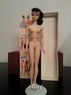 1960 #3 Vintage BARBIE white skin crayon smell BOX with STAND & Accessories