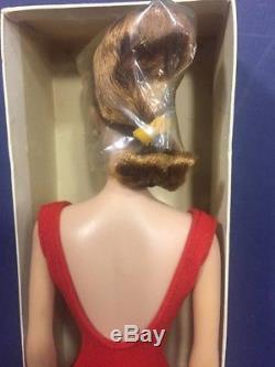 1962 #850 Mattel Barbie Ponytail Redhead Straight Leg Red Swimsuit Mint Nib Box