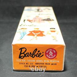 1962 Vintage Ash Blonde Barbie Doll Ponytail #850 in Box Japan CF01958