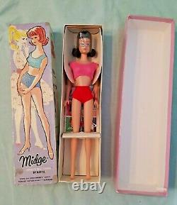 1963 Midge Freckle Brunette Barbie Mattel Doll 860 Original Box Nrfb Nwt