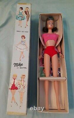 1963 Midge Freckle Brunette Barbie Mattel Doll 860 Original Box Nrfb Nwt