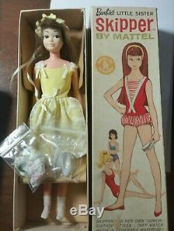1964 Barbie Japanese Exclusive Skipper Dressed Box Brunette Flower Girl #1904