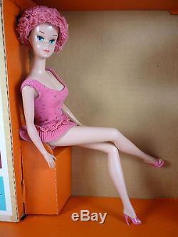 1964 Miss Barbie Bendleg Doll With Box, Wigs, Swing, Stand, Access, Etc