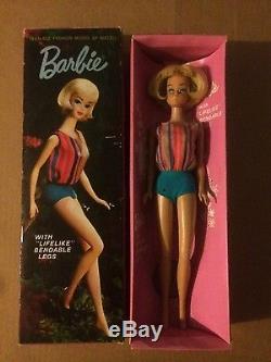 1964 Mattel Barbie Stock No. 1070 Ash Blonde with lifelike bendable legs