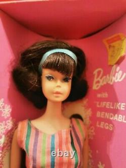 1965 MIB Vintage Brunette Barbie Side Part