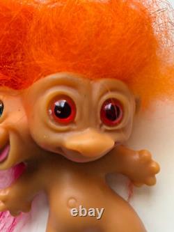 1965 Two Headed Troll- Two heads- Uneeda- Wishnik- Pink and Orange Hair- RARE