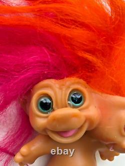 1965 Two Headed Troll- Two heads- Uneeda- Wishnik- Pink and Orange Hair- RARE