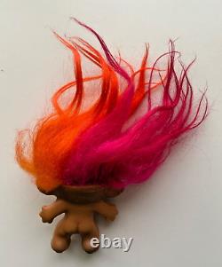 1965 Two Headed Troll- Two heads- Uneeda- Wishnik- Pink and Orange Hair- RARE