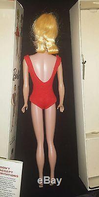1965 Vintage Barbie Doll #850 #7 Lemon Blond Swirl Ponytail Red Swimsuit Box