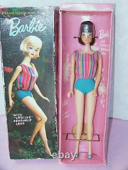 1966 High Color American Girl Barbie Doll Brunette Long Hair IN BOX all original