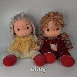 1980's Ice Cream Dolls J. Shin Boy & Girl Yarn Hair With Cone Necklace 24 READ