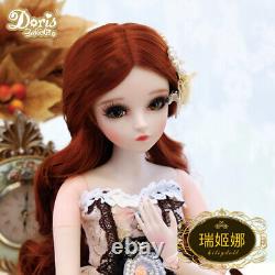 1/3 BJD Doll 60cm Female Body with Handpainted Face Changeable Eyes DIY Clothes
