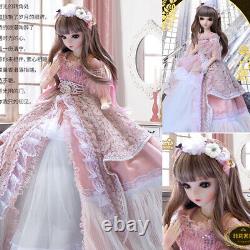 1/3 BJD Doll Ball Jointed Girl Eyes Face Makeup Wig Clothes Full Set Toy Gift