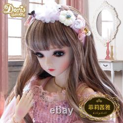 1/3 BJD Doll Ball Jointed Girl Eyes Face Makeup Wig Clothes Full Set Toy Gift