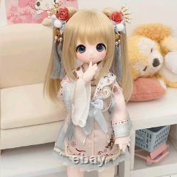 1/4 BJD Doll Cartoon Girl Resin Ball Jointed Body with Eyes Face Makeup DIY Toys