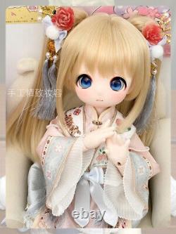 1/4 BJD Doll Cartoon Girl Resin Ball Jointed Body with Eyes Face Makeup DIY Toys