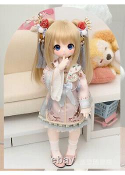 1/4 BJD Doll Cartoon Girl Resin Ball Jointed Body with Eyes Face Makeup DIY Toys
