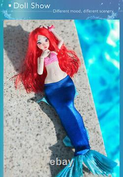 1/4 BJD Doll Girl Resin Ball Joint Body Eyes Faceup Wig Full Set Mermaid Outfits