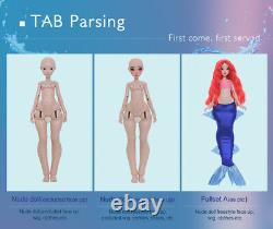 1/4 BJD Doll Girl Resin Ball Joint Body Eyes Faceup Wig Full Set Mermaid Outfits