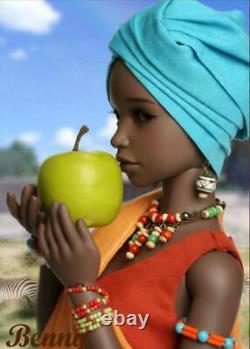 1/4 BJD Doll SD Girl Brown Skin Free Face Make UP Eyes Resin Toy Women Girl Gift