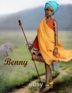 1/4 BJD Doll SD Girl Brown Skin Free Face Make UP Eyes Resin Toy Women Girl Gift