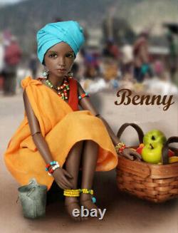 1/4 BJD Doll SD Girl Brown Skin Free Face Make UP Eyes Resin Toy Women Girl Gift
