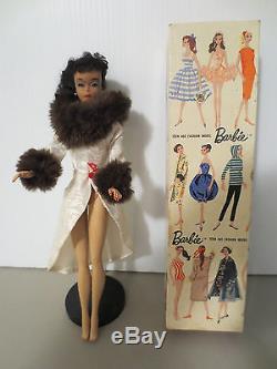 #1 Barbie Doll # 850 BRUNETTE WITH Original T. M. BOX and Stand