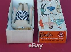 # 1 ponytail 1959 first Barbie NUMBER ONE blonde with original box and earrings