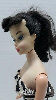 20/3 Vintage Barbie ponytail #3 brunette with blue eye shadow original top knot