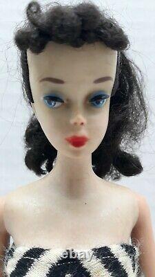 20/3 Vintage Barbie ponytail #3 brunette with blue eye shadow original top knot