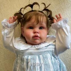 22 Finished Reborn Baby Doll Newborn Doll Girl with Rooted Hair Handmade Gift