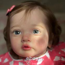 24 Realistic Reborn Baby Doll Cuddly Toddler Girl with Rooted Hair Handmade Toy